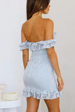 Load image into Gallery viewer, Ruffle Lace off The Shoulder mini Bodycon Dress
