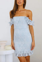 Load image into Gallery viewer, Ruffle Lace off The Shoulder mini Bodycon Dress
