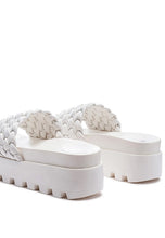 Load image into Gallery viewer, SUNDAE PLATFORM SLIDES WITH WOVEN TEXTURED STRAPS
